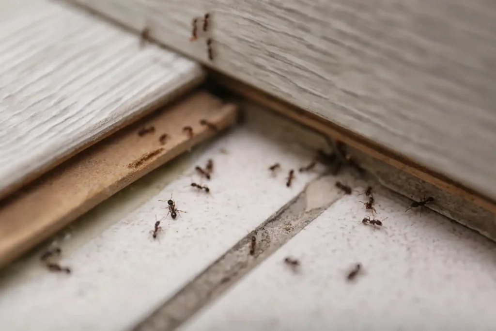 Common Signs of Pests in Your Home like droppings chewed packaging and damaged wood or ants appearing out of no where